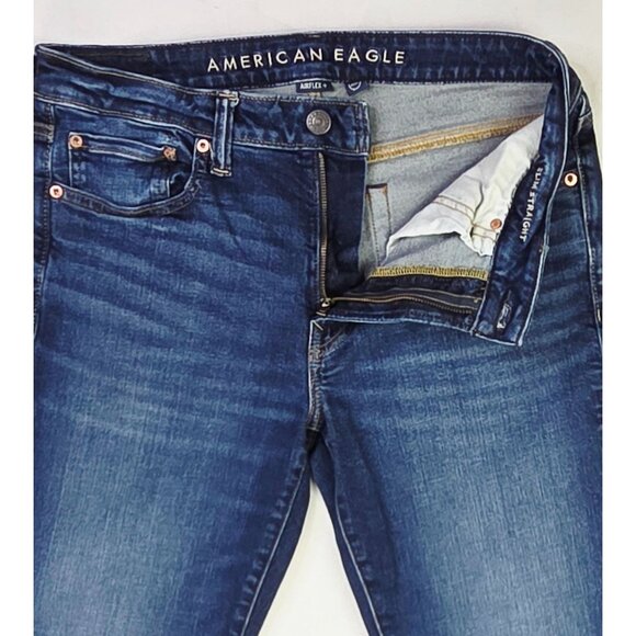 American Eagle Outfitters Size 32X29 Mens Slim Straight Airflex + Blue Jeans - Picture 11 of 12